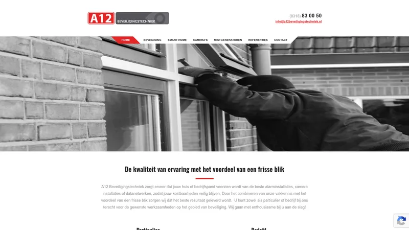 Website van A12 Beveiligingstechniek