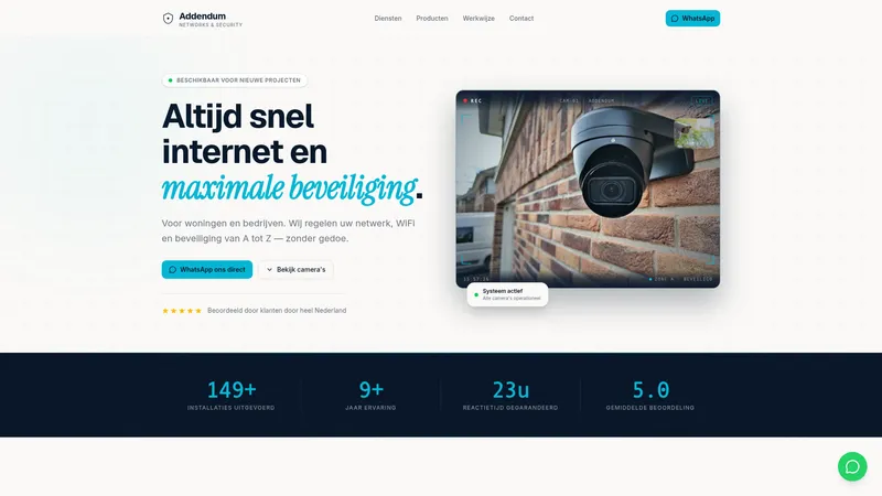 Website van Addendum Networks & Security