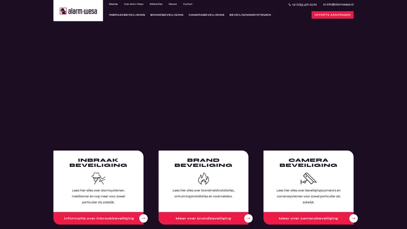 Website van Alarm Wesa Beveiligingssystemen B.V.