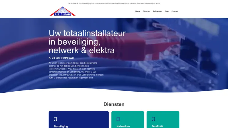 Website van All Clear! Beveiliging en Telecom