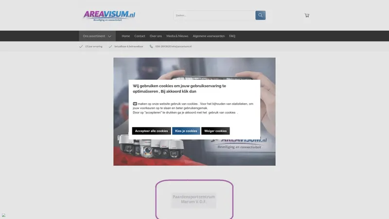 Website van Areavisum beveiliging en connectiviteit