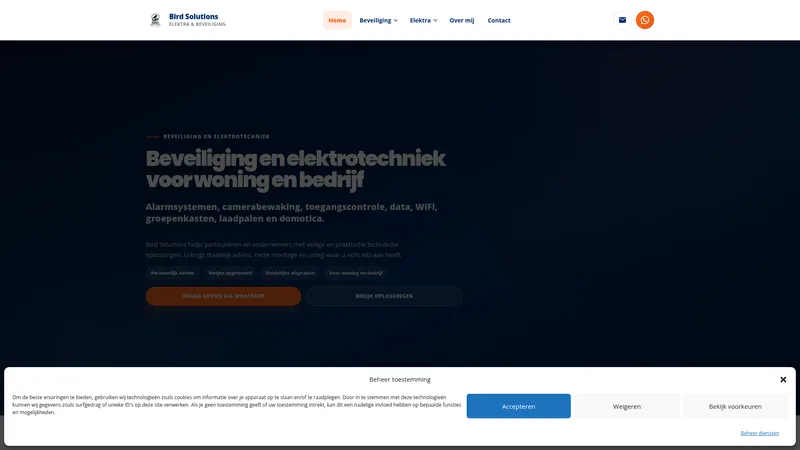 Website van Bird Solutions | Elektro & Beveiligingstechniek