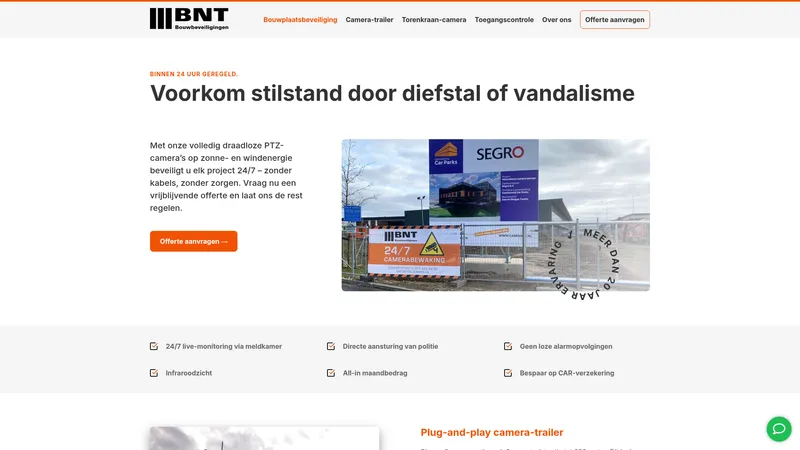 Website van BNT Bouwbeveiligingen B.V.