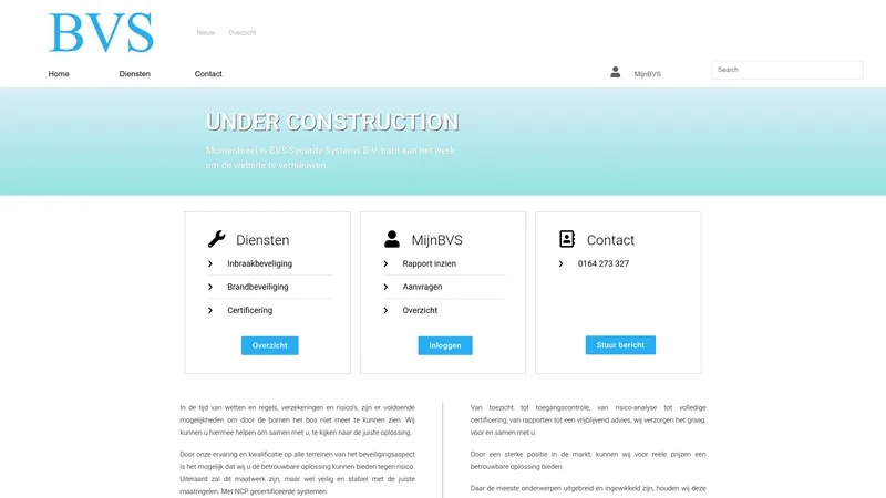 Website van BVS Security Systems B.V.