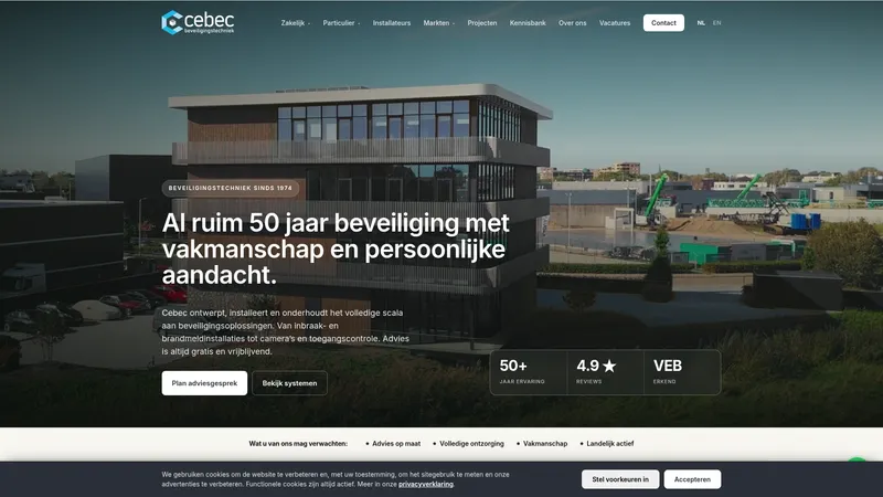 Website van Cebec Beveiligingstechniek