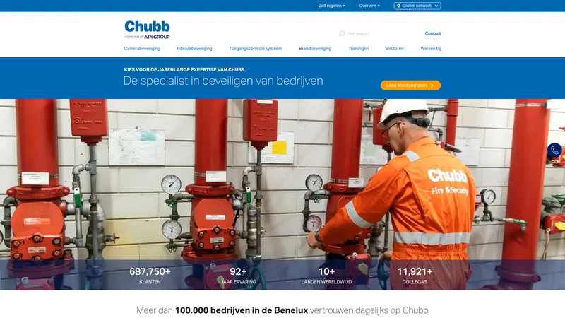 Website van Chubb Fire & Security Groningen