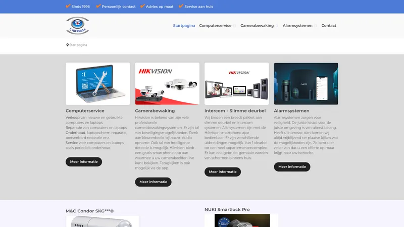 Website van Cyberdiga Inbraakbeveiliging en Alarmsystemen