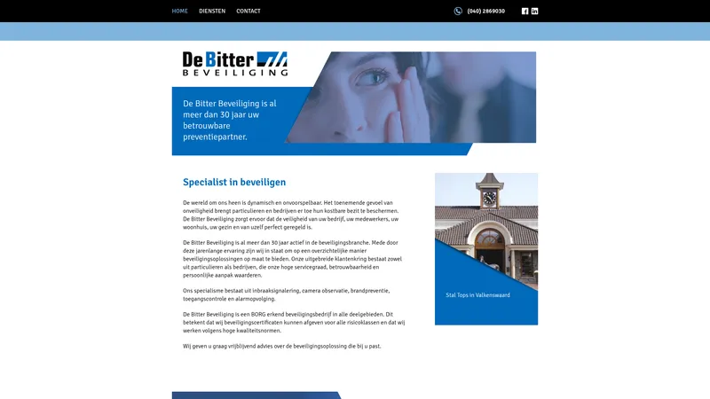 Website van De Bitter Beveiliging B.V.