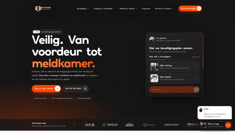 Website van De Haagse Beveiliging