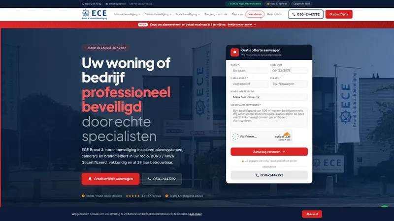 Website van ECE Brand- en Inbraakbeveiliging