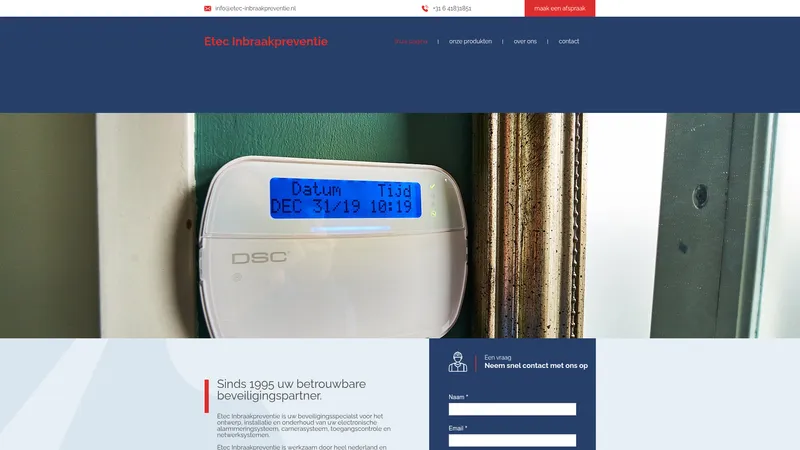 Website van ETEC Inbraakpreventie