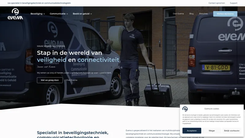 Website van Evema Beveiliging & Communicatie
