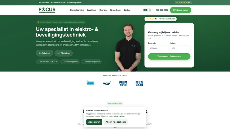 Website van Focus Elektro- & Beveiligingstechniek