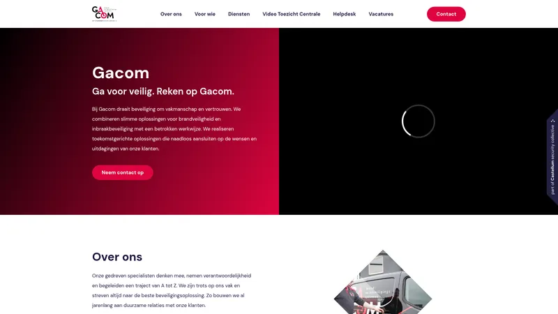 Website van Gacom brand- en beveiligingssystemen