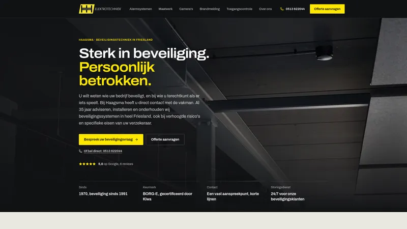 Website van Haagsma Elektrotechniek