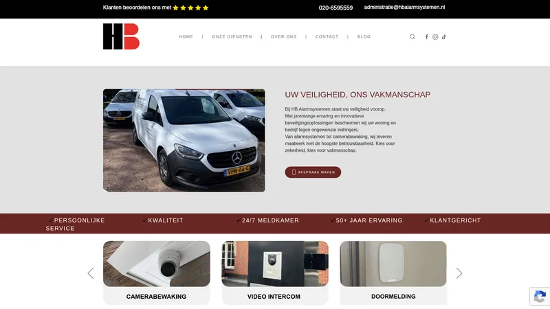 Website van HB Alarmsystemen BV