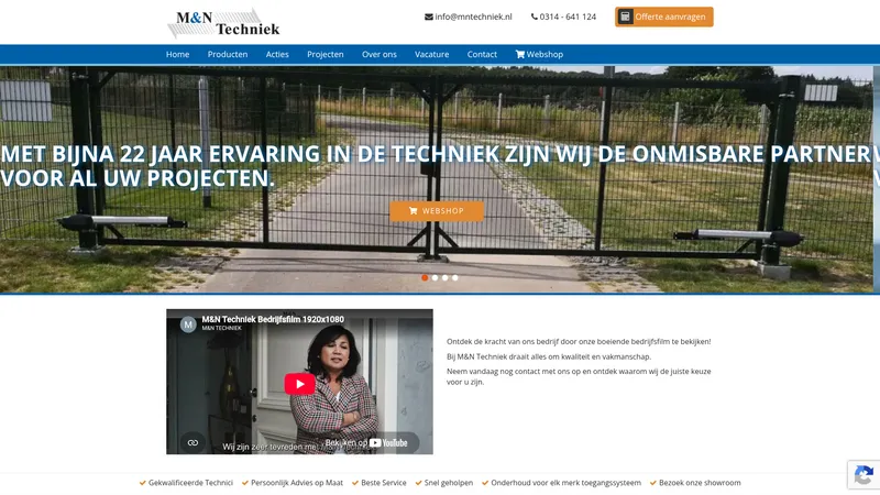 Website van M&N Techniek