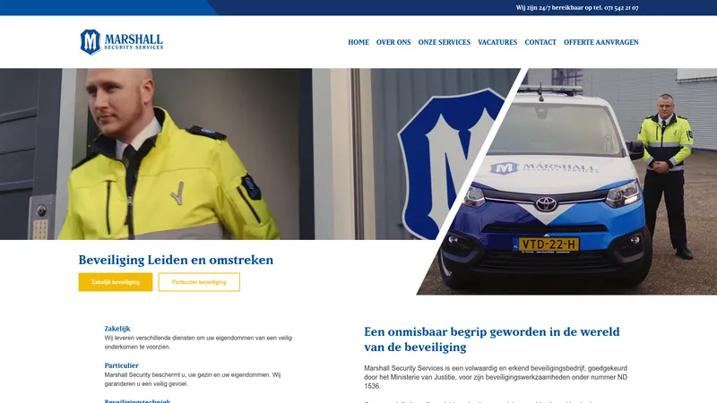 Website van Marshall Security Services B.V.