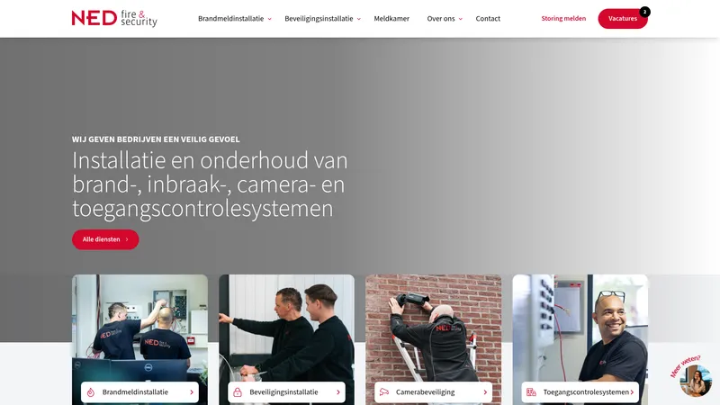 Website van NED fire & security B.V.