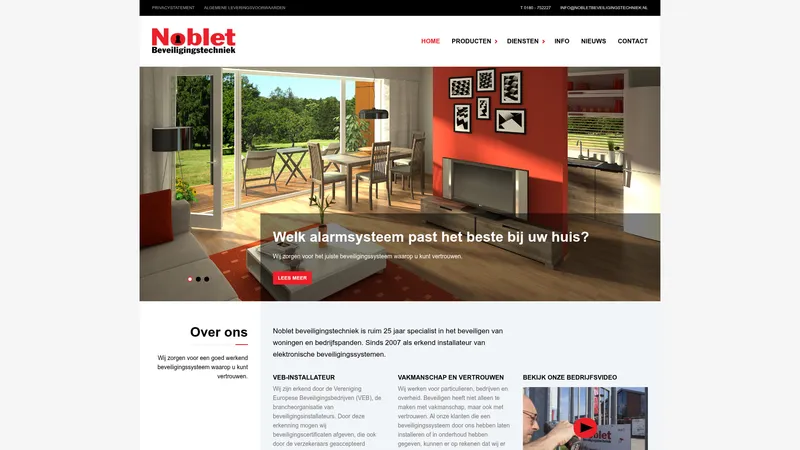 Website van Noblet Beveiligingstechniek
