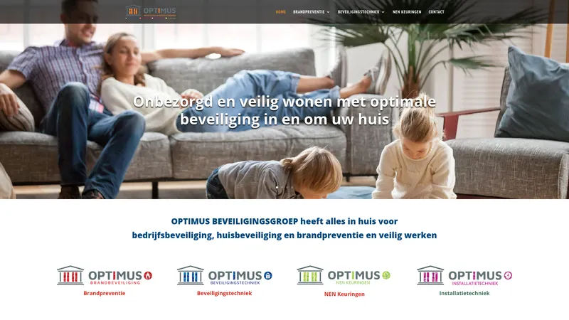 Website van Optimus beveiligingstechniek