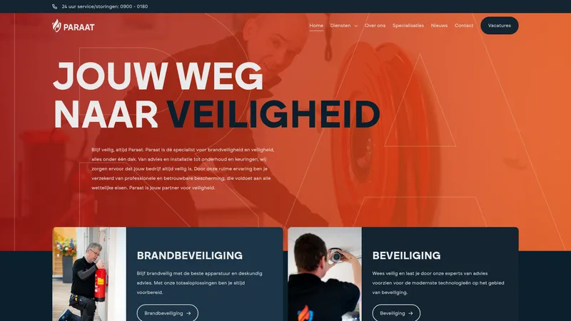 Website van PARAAT | Alarmsystemen, Camerasystemen, Brand/ontruimingssystemen, Toegangscontrole