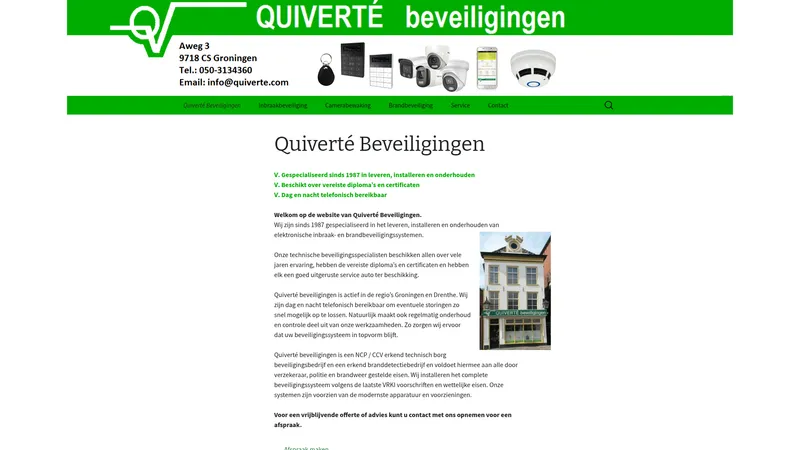 Website van Quiverté Beveiligingen