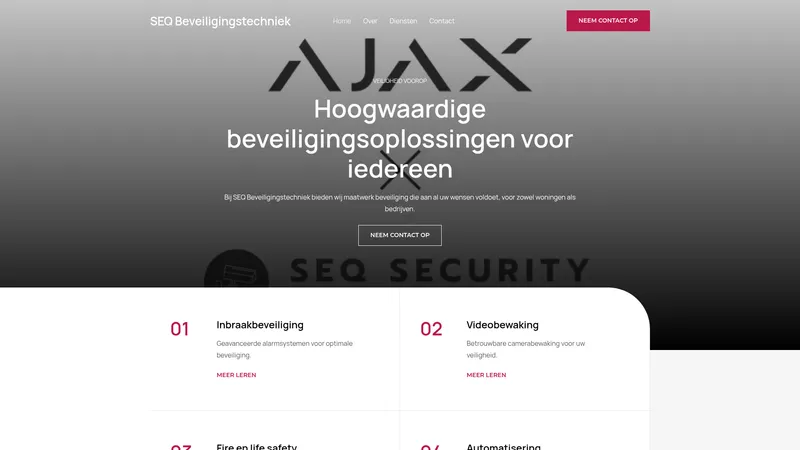 Website van SEQ Beveiligingstechniek