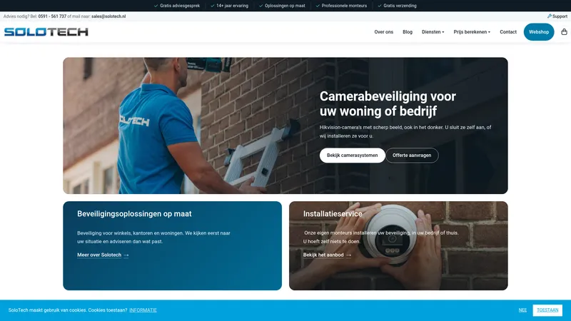 Website van SoloTech Camerabeveiliging