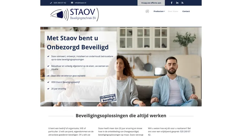Website van STAOV Beveiligingstechniek BV