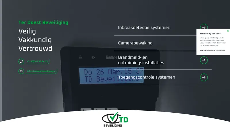 Website van Ter Doest Beveiliging
