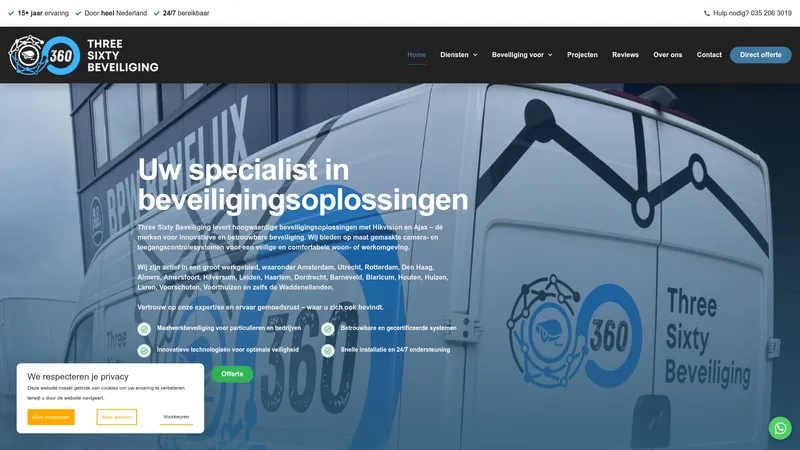 Website van Three Sixty Beveiliging