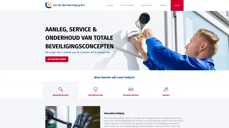 Website van Van de Wiel Beveiliging B.V.