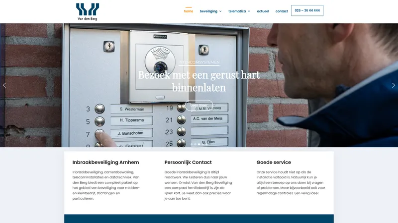 Website van Van den Berg Beveiliging & Telecom