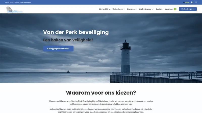 Website van Van der Perk Beveiligingstechniek