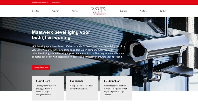 Website van VKP Beveiligingstechniek B.V.