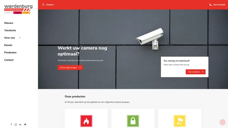 Website van Wardenburg Beveiliging & Telecom